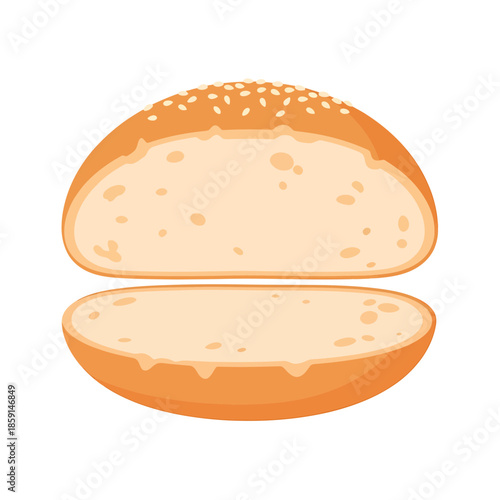 Sliced Hamburger Bun with Sesame Seeds