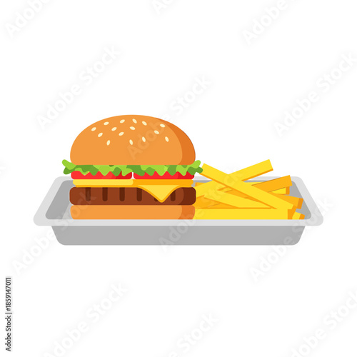 Hamburger and Fries Meal