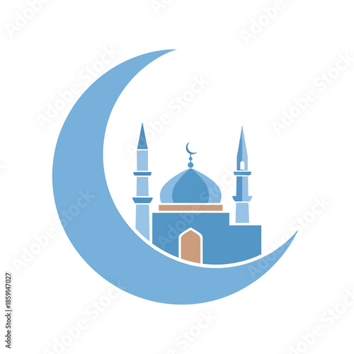 Mosque with Crescent Moon