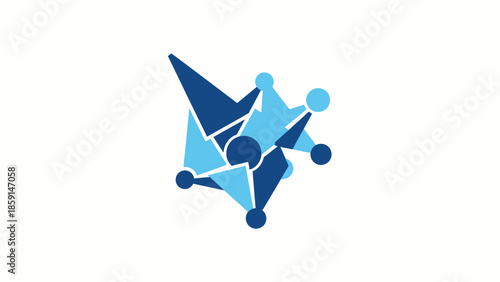 Abstract geometric design with interconnected shapes and vibrant colors, modern style.