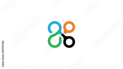 Abstract interconnected circles logo design representing collaboration and teamwork.