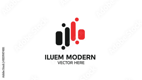 Modern abstract logo design with red and black geometric shapes.