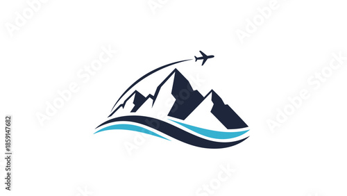 Airplane soaring over mountain peaks, travel and adventure concept, scenic flight.