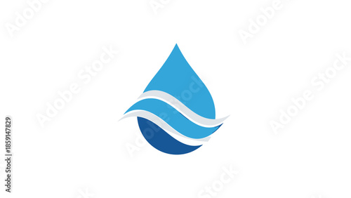 Abstract water drop logo with blue waves, representing purity and freshness.