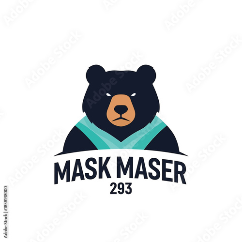 Bear Mascot Logo for Mask Maser 293, a Protective Equipment Brand.