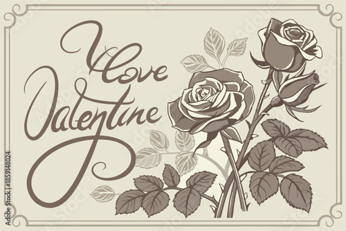 vintage style valentine s card with a sepia toned