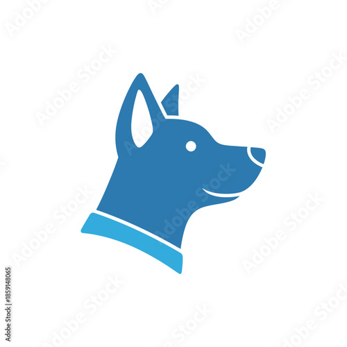 Blue dog head silhouette logo design, perfect for pet related businesses.