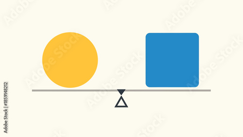 Balance concept with geometric shapes representing equality and comparison visually.