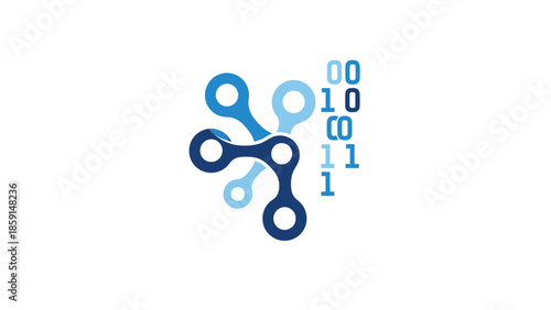 Blockchain technology concept with binary code and chain links design.