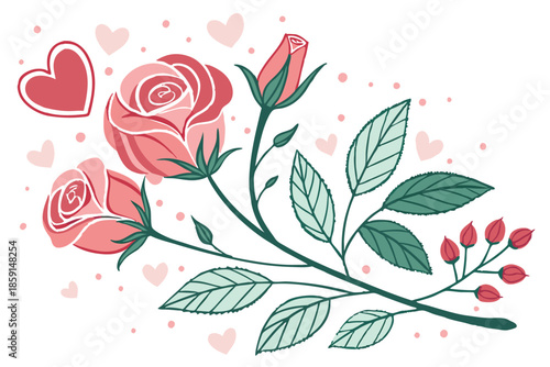 watercolor valentine s day banner with hand painted