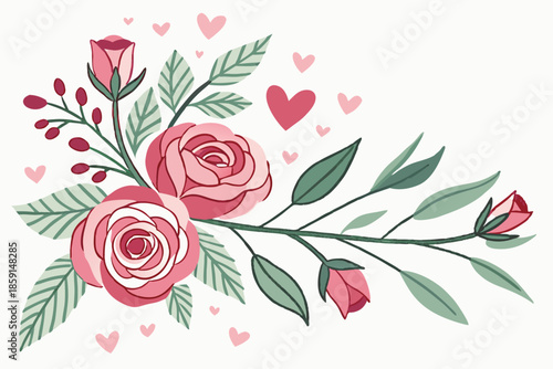 watercolor valentine s day banner with hand painted