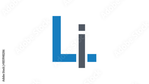 Blue and gray Li logo design, simple and modern branding concept.