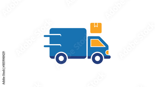 Blue delivery truck with a box on top, ready for fast shipping and transport.