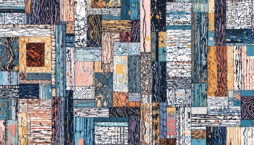 Hand Drawn Modern Artistic Stripes Collage with Exotic Abstract Contemporary Seamless Pattern