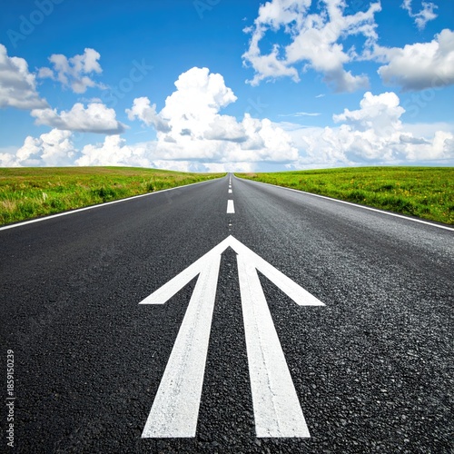 Wallpaper Mural Open road, arrow points forward. Sunny day Torontodigital.ca