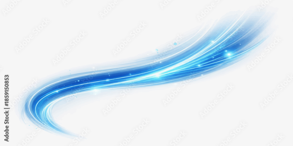 Fototapeta premium Abstract dynamic blue wave vector illustration with futuristic flow and light concept backdrop