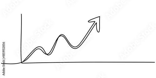 Business growth bar chart continuous one line art drawing and growth bar chart icon simple outline vector illustration.