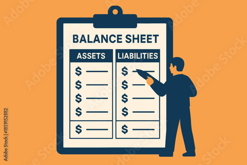 Balance Sheet Analysis Assets and Liabilities Illustration.