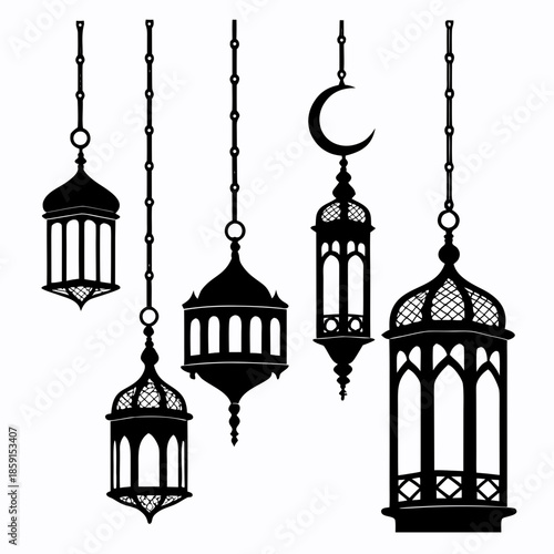 Hanging lanterns silhouette