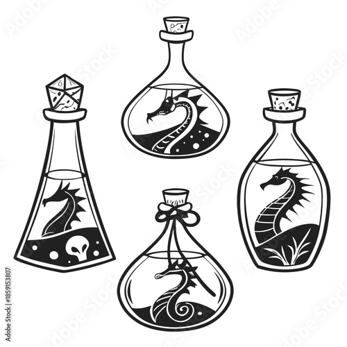 Fantasy potion bottles