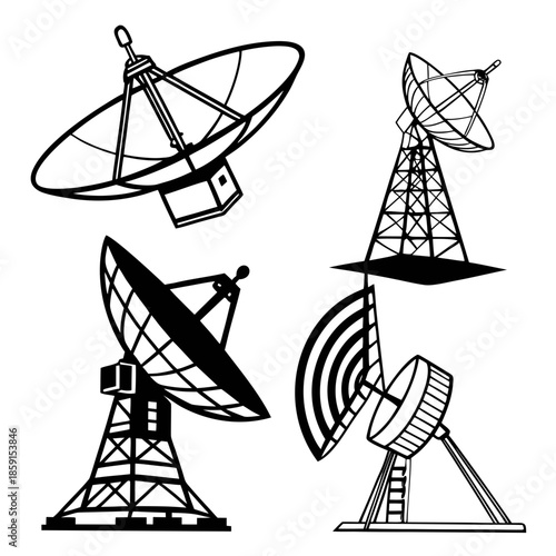 Various types of satellite dishes
