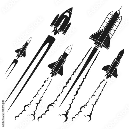 Illustration of rockets launching