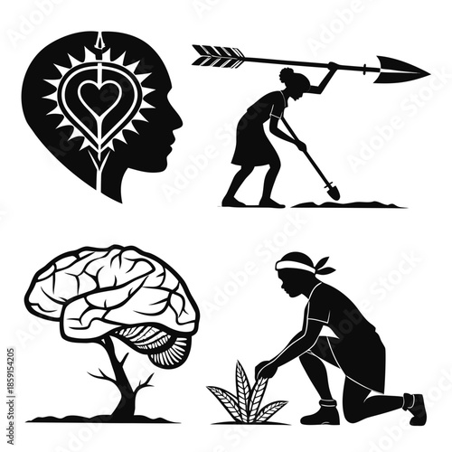 Symbolic illustrations of mind and growth