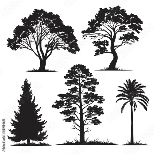Collection of tree silhouettes