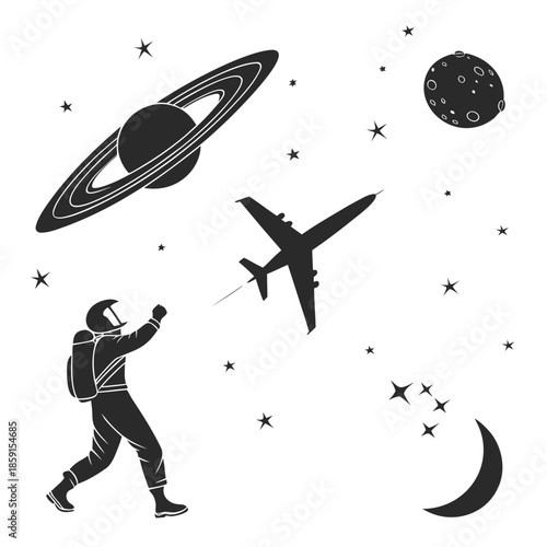 Space exploration silhouettes