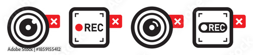 No rec camera icon, vector illustration