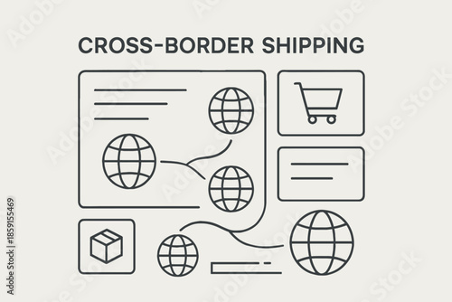 CrossBorder Shipping Illustration Global Ecommerce and Logistics Network.