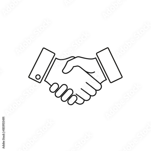 Handshake icon, business agreement, partnership, trust symbol, vector illustration