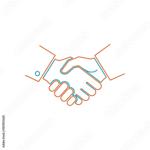 Handshake icon, symbol of agreement, partnership, trust, and cooperation, isolated on white.