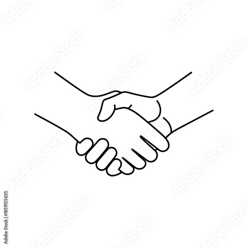 Handshake line art, symbol of agreement, trust, partnership and business deal