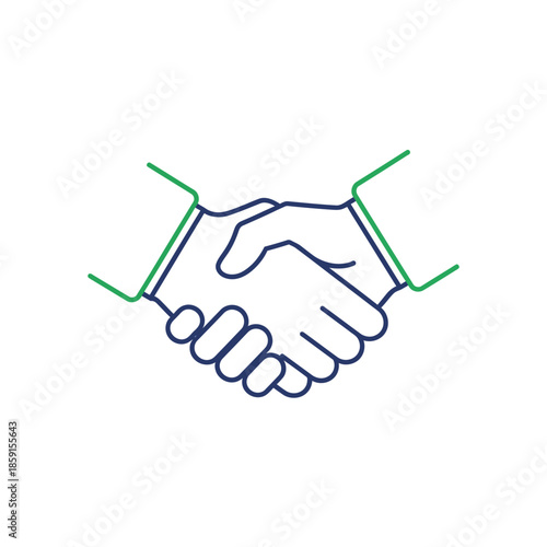 Line art handshake icon symbolizing agreement and partnership in business