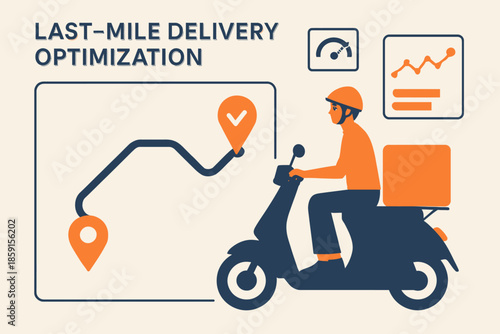 LastMile Delivery Optimization with Scooter and Route Map.