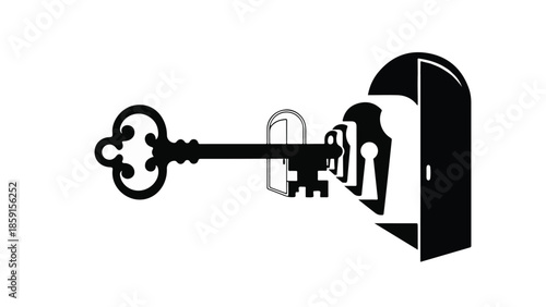 Antique key unlocking a mysterious doorway, symbolizing access and opportunity.