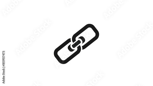 A black simple graphic of two linked rectangular shapes. This shows the idea of connection and relationship. The two shapes are diagonal