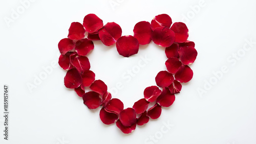 Red Rose Petals Arranged in Heart Shape