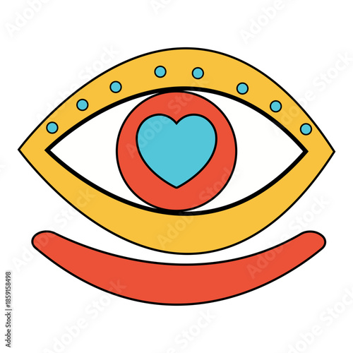 Stylized eye with heart pupil
