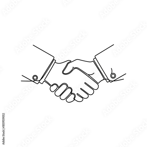 Minimalist handshake line art, symbolizing agreement, partnership, and trust