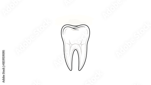 A black outline illustration of a single molar tooth against a white background. Shows the tooth's shape and internal details