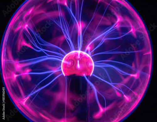 Plasma globe electric purple tendrils radiate from center
