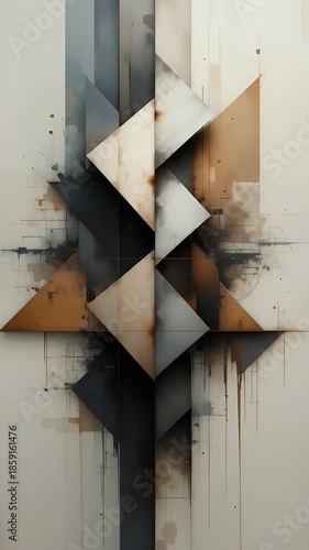 Abstract Geometric Pattern with Muted Tones and Textural Elements for Artistic Backgrounds