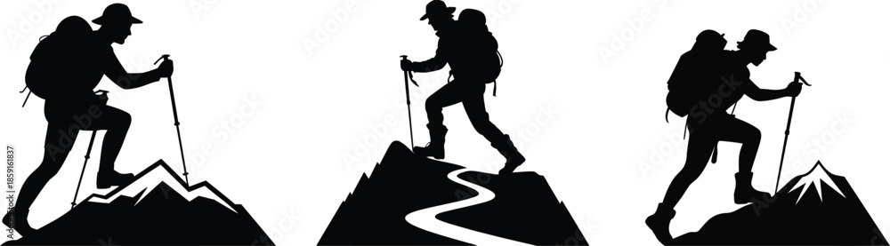 Fototapeta premium Mountain Climber Adventure Silhouette Illustration