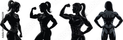 Male and Female Fitness Bodybuilder Silhouette Illustration