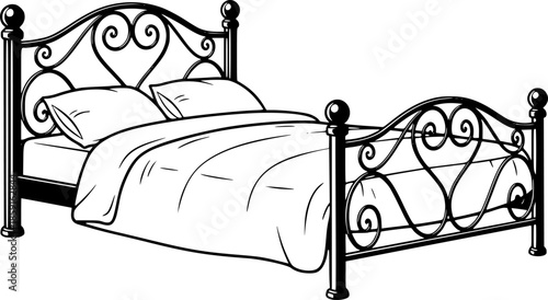 Luxury Bedroom Interior Vector Illustration