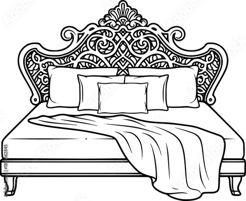 Luxury Bedroom Interior Vector Illustration