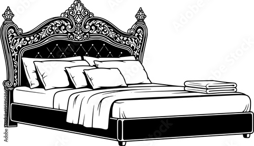 Luxury Bedroom Interior Vector Illustration