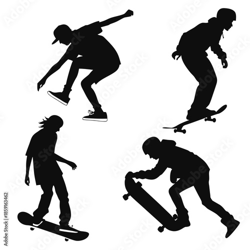 Skateboarders in action
